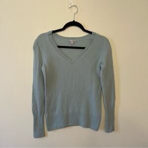 Halogen M light blue long sleeve winter top cashmere elegant luxury classic